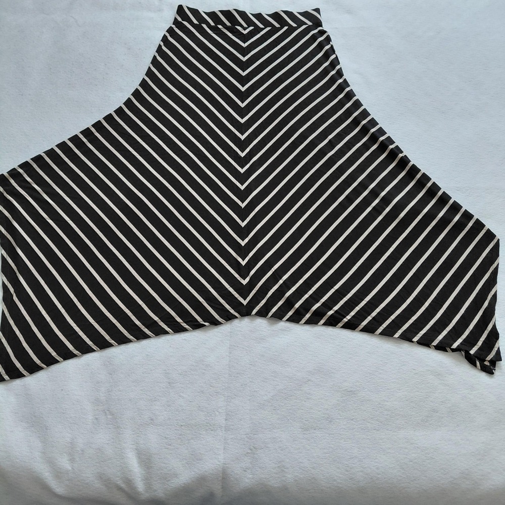 Calvin Klein Black White Striped Skirt Medium Stretch Goth Boho Handkerchief Hem